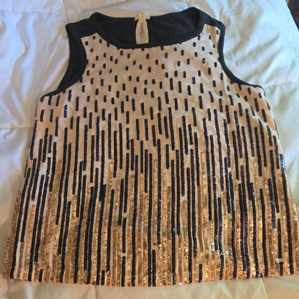 Chic Black and Gold Sequin Tank Top